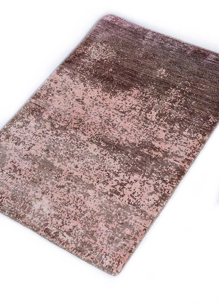 entropy pink and purple silk hand knotted Rug - FloorShot