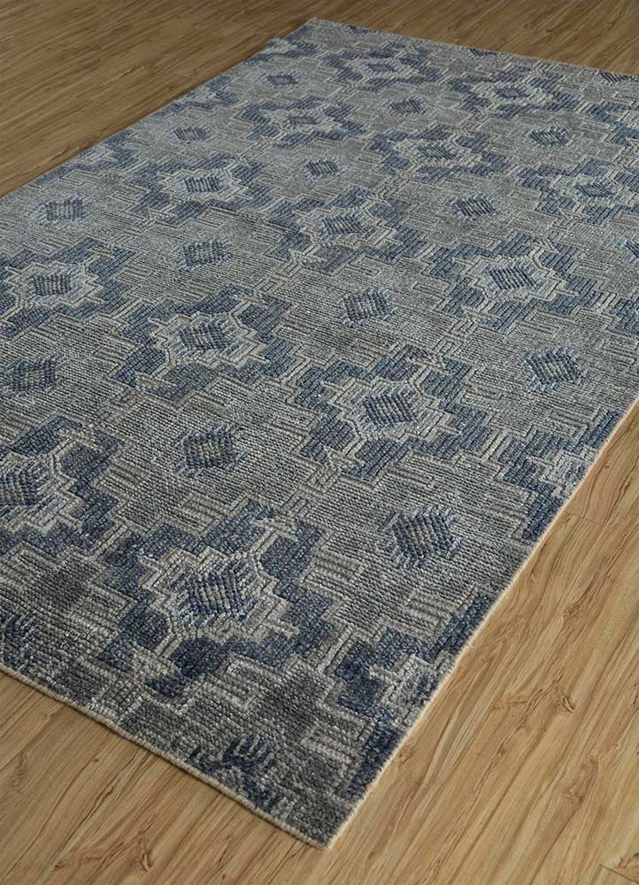 revolution grey and black wool and bamboo silk hand knotted Rug - FloorShot