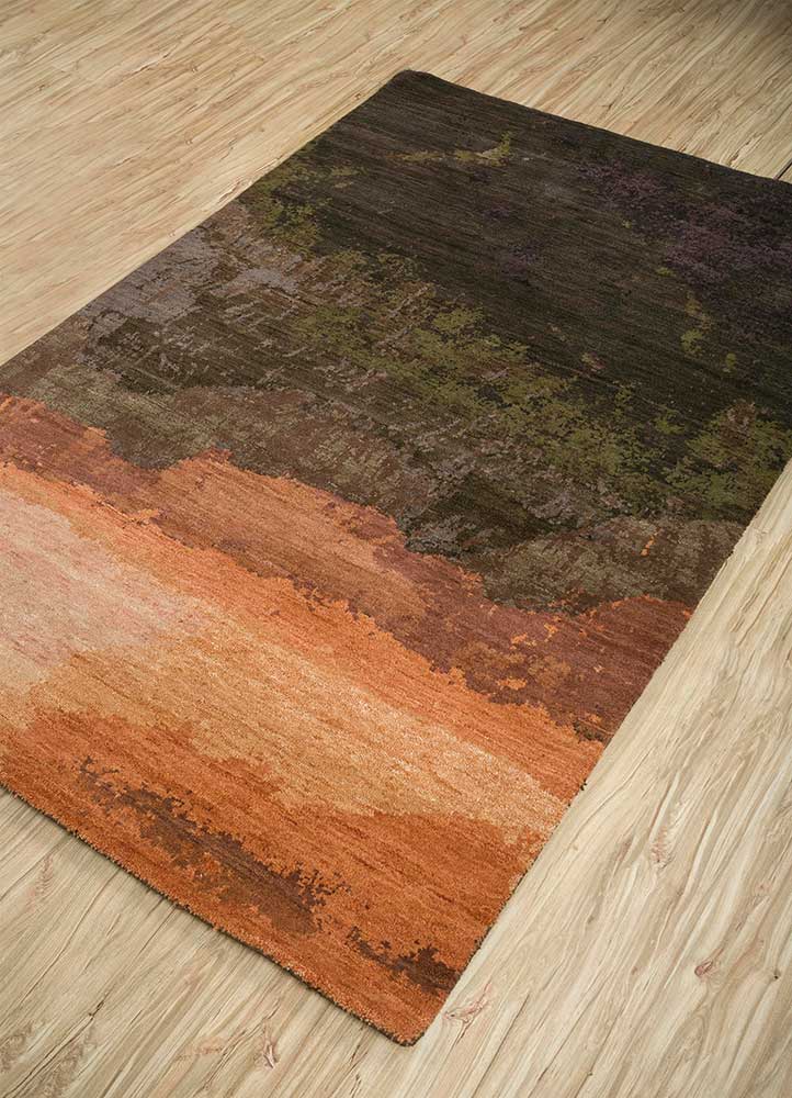 entropy beige and brown wool hand knotted Rug - FloorShot