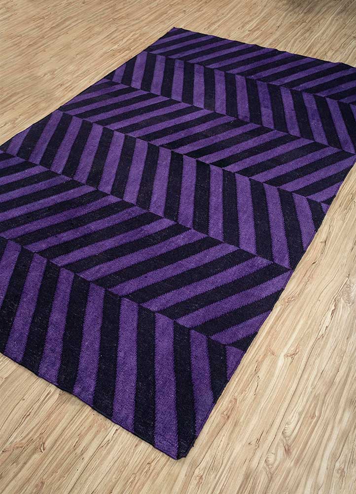 aqua pink and purple wool flat weaves Rug - FloorShot