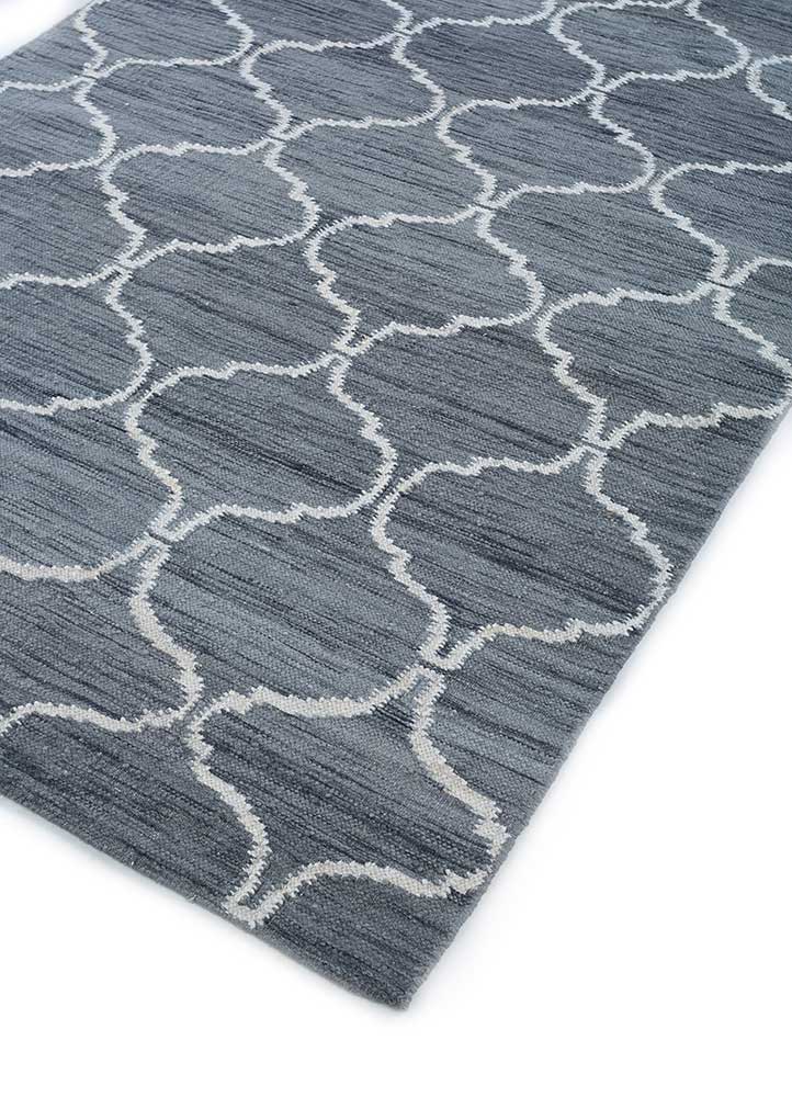 indusbar grey and black wool flat weaves Rug - FloorShot