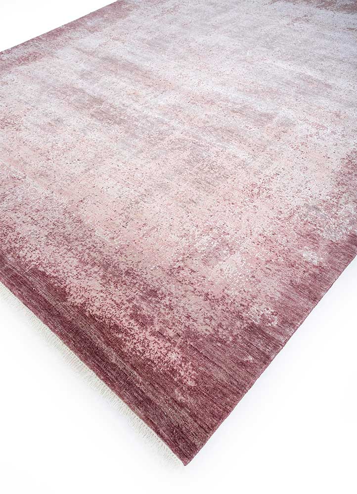 viscaya pink and purple wool and silk hand knotted Rug - FloorShot