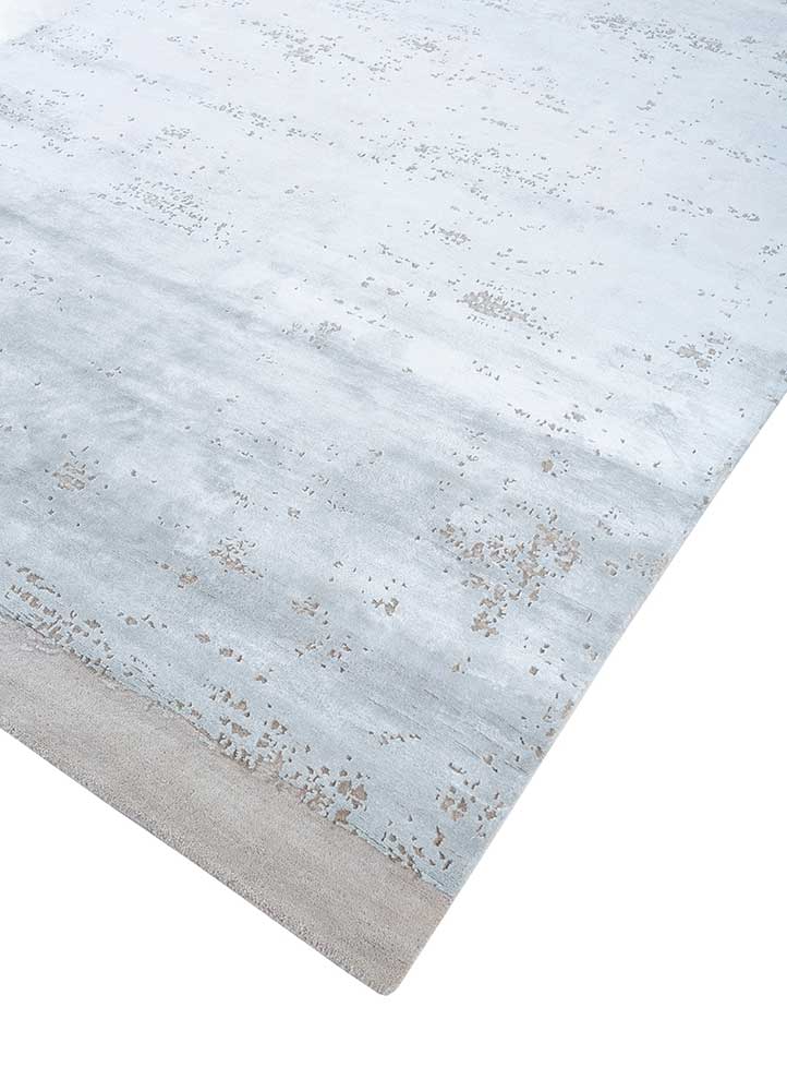 urban pause by kavi blue wool and bamboo silk hand knotted Rug - FloorShot