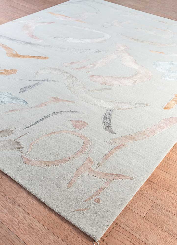 untitled by kavi ivory wool and bamboo silk hand knotted Rug - FloorShot