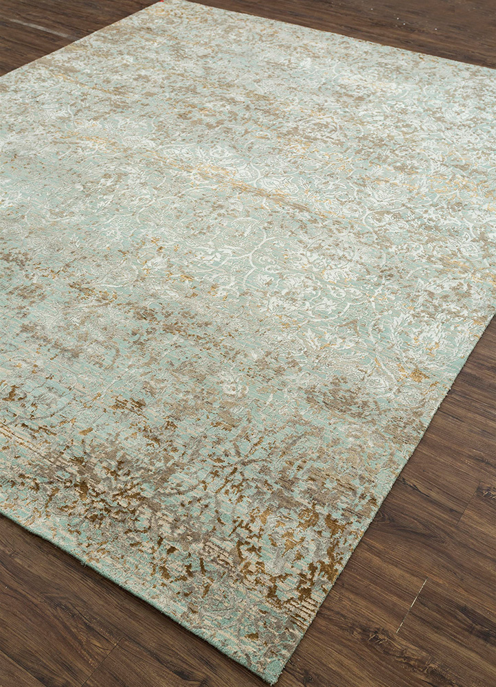 chaos theory by kavi blue wool and bamboo silk hand knotted Rug - FloorShot