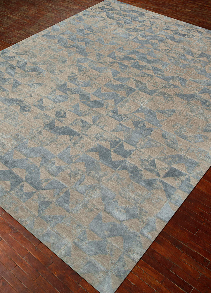 project error by kavi grey and black wool and bamboo silk hand knotted Rug - FloorShot
