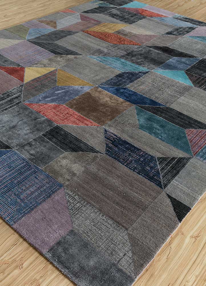 aakar by kavi multi wool and bamboo silk hand knotted Rug - FloorShot