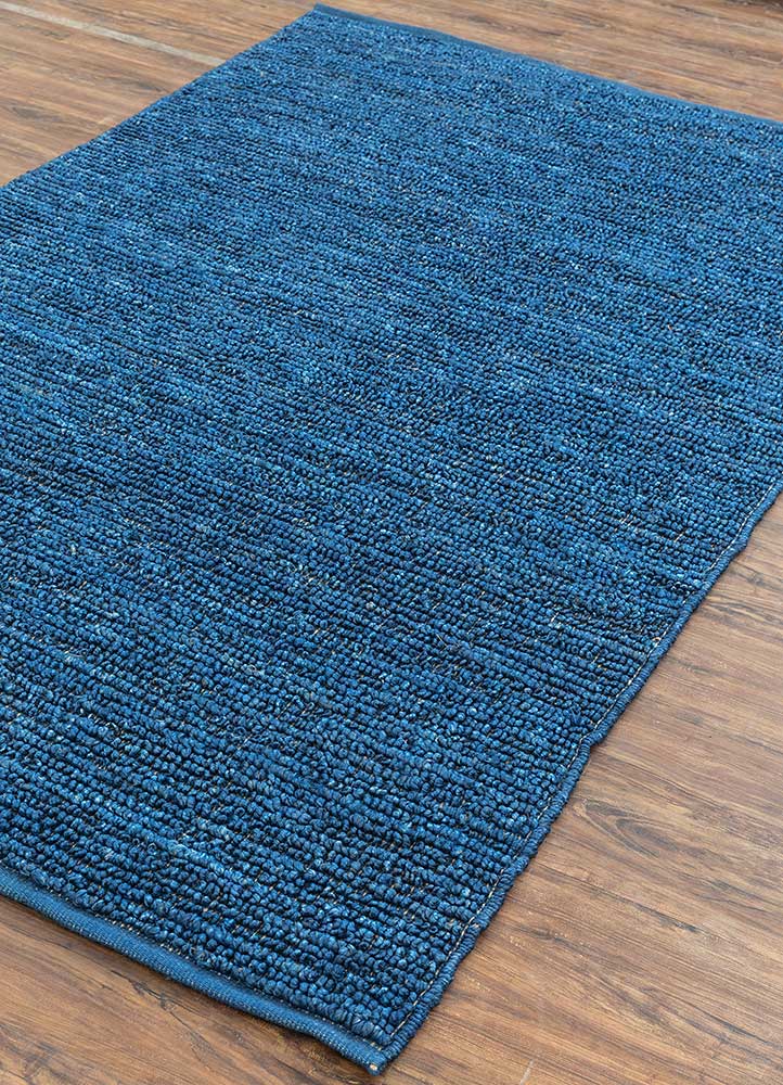abrash blue jute and hemp flat weaves Rug - FloorShot