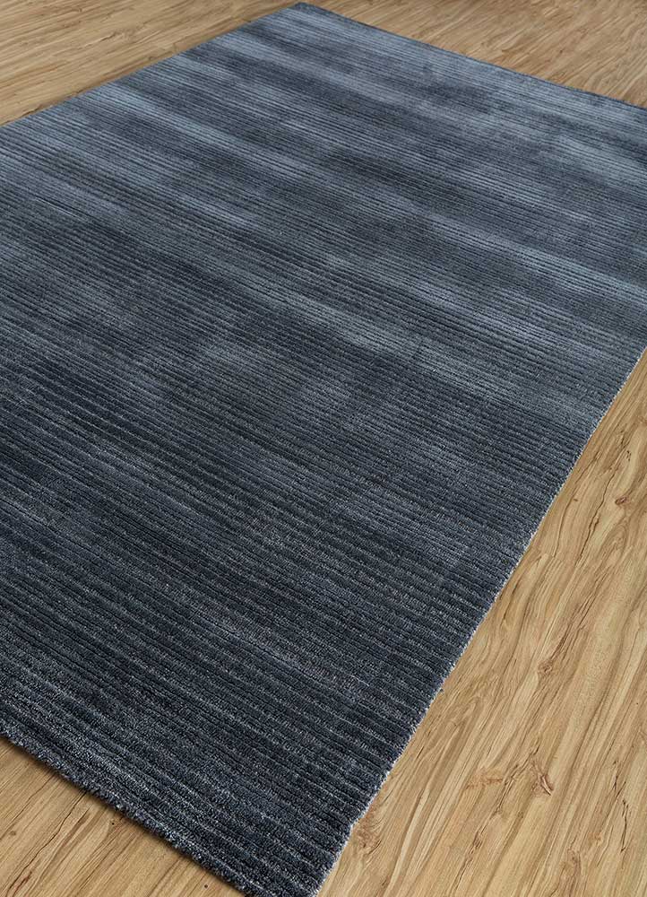 oxford blue wool hand loom Rug - FloorShot