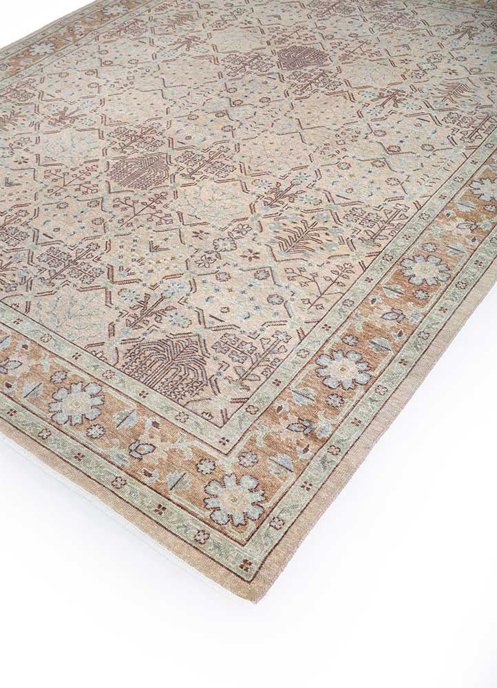 cyanna beige and brown wool hand knotted Rug - FloorShot