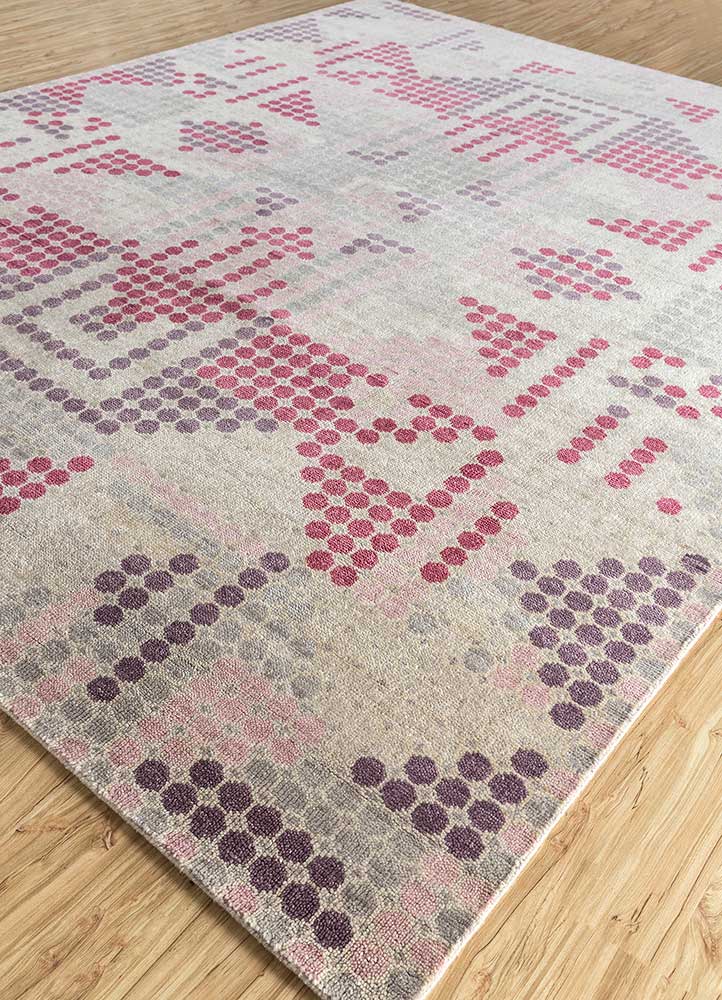 geode pink and purple wool hand knotted Rug - FloorShot