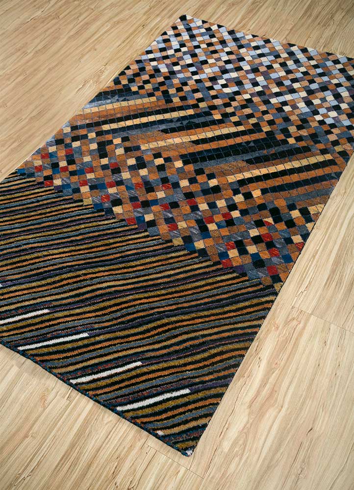 manchaha grey and black wool and bamboo silk hand knotted Rug - FloorShot