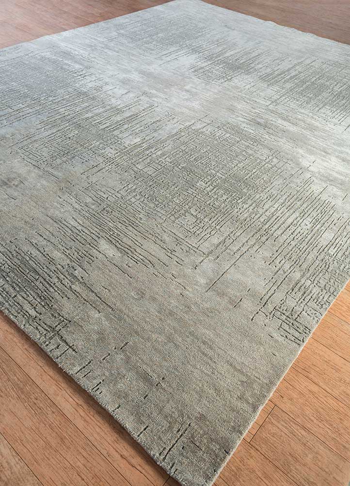 uvenuti grey and black wool and bamboo silk hand knotted Rug - FloorShot
