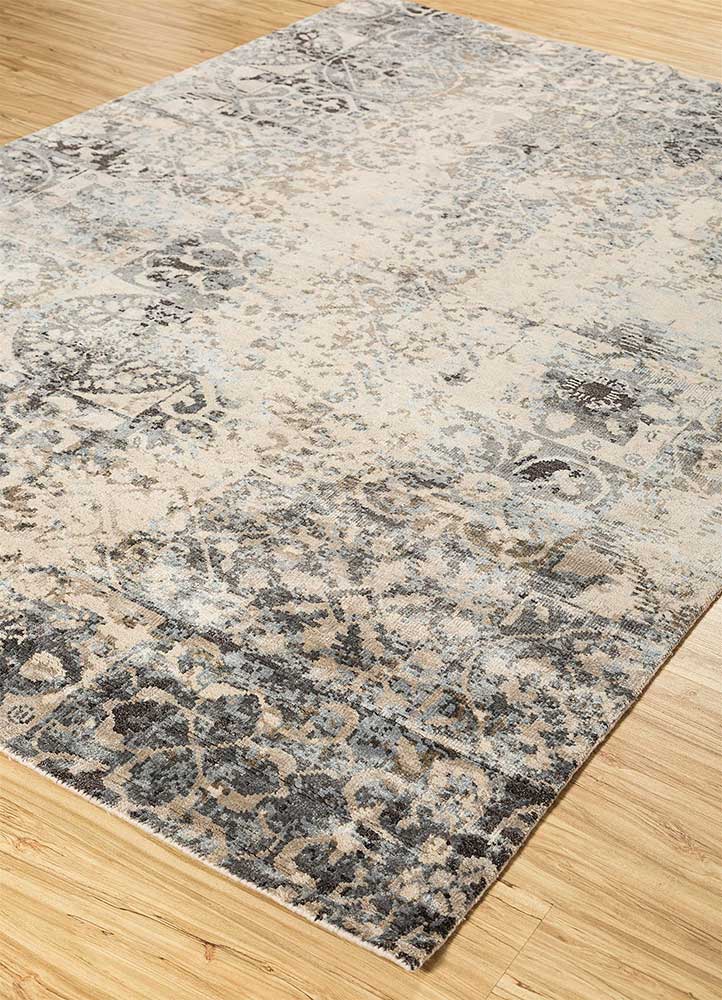 uvenuti beige and brown wool and bamboo silk hand knotted Rug - FloorShot