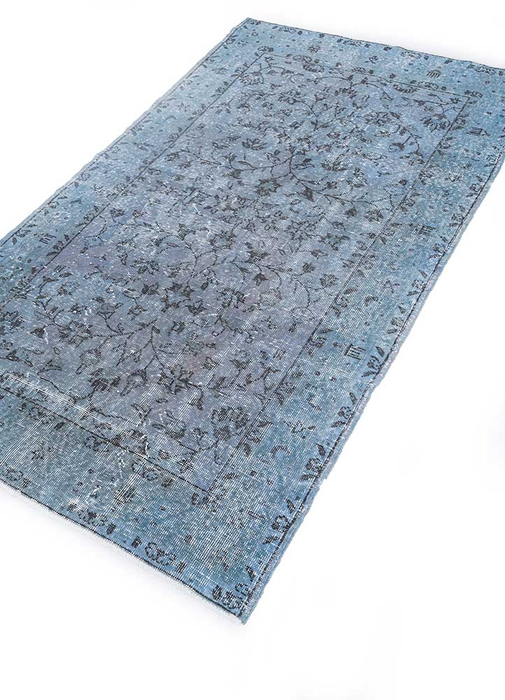 lacuna blue wool hand knotted Rug - FloorShot