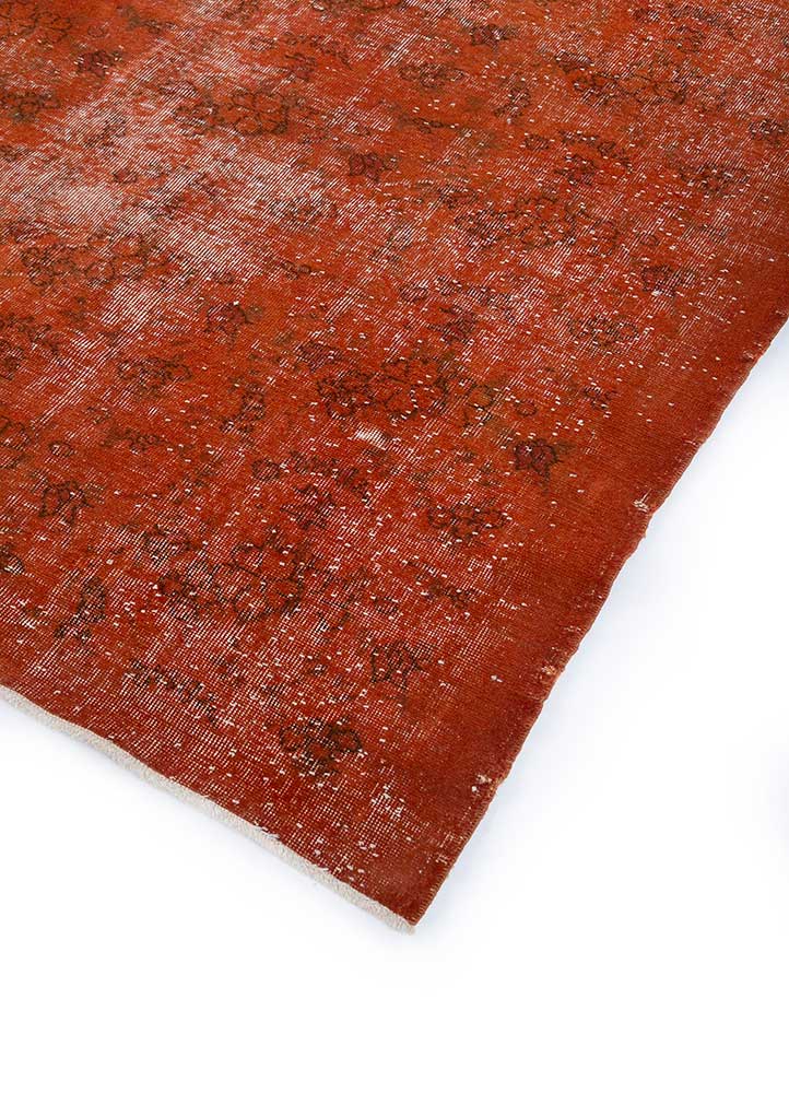 vintage red and orange wool hand knotted Rug - FloorShot