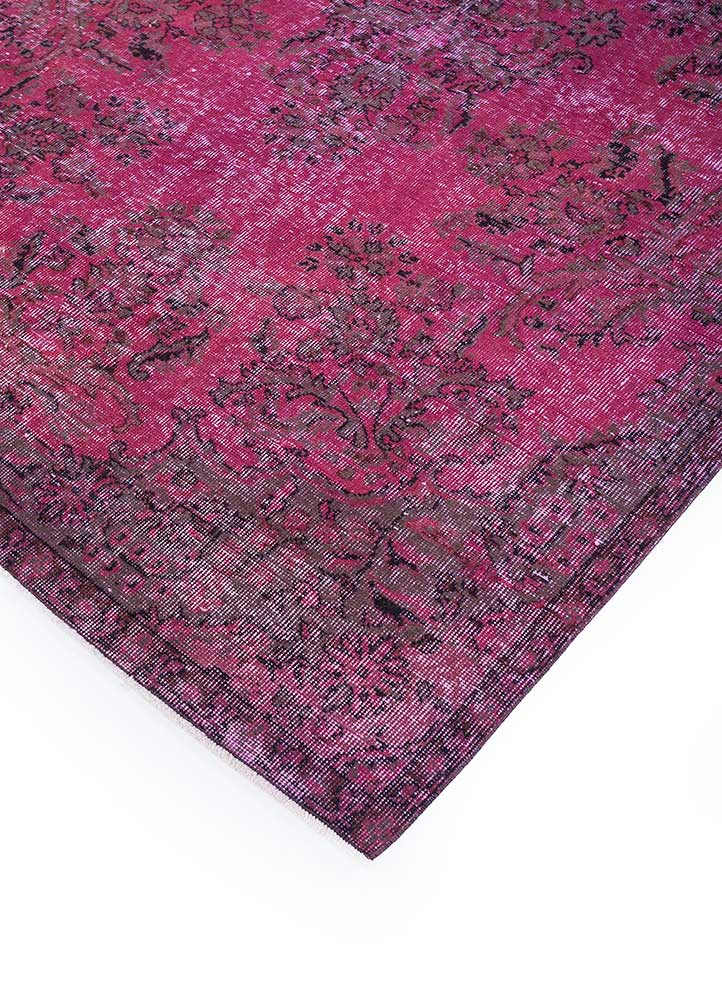 vintage pink and purple wool hand knotted Rug - FloorShot