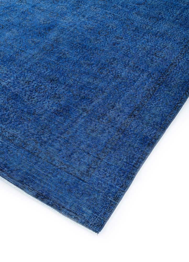 vintage blue wool hand knotted Rug - FloorShot