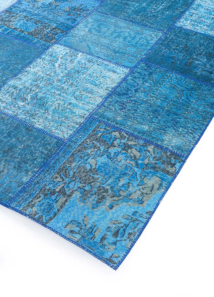 provenance blue wool patchwork Rug - FloorShot