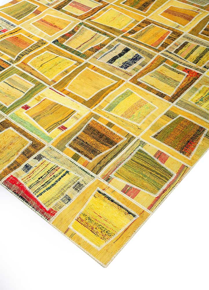 provenance gold wool patchwork Rug - FloorShot