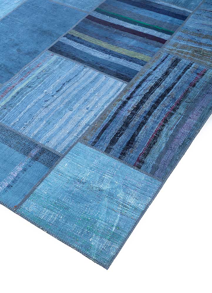 provenance blue wool patchwork Rug - FloorShot