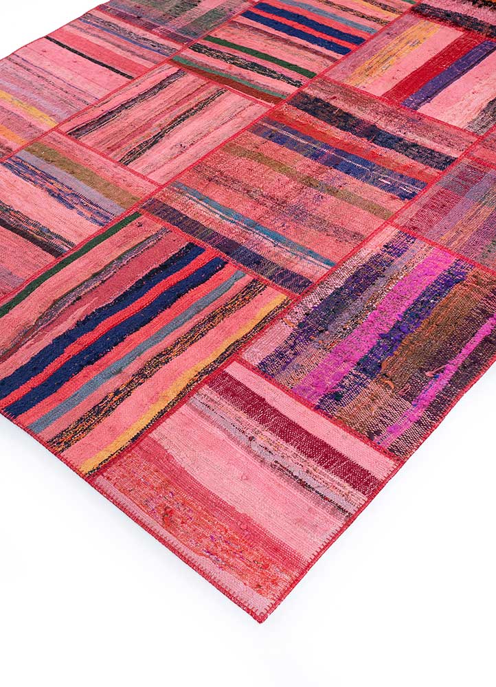 provenance red and orange wool patchwork Rug - FloorShot