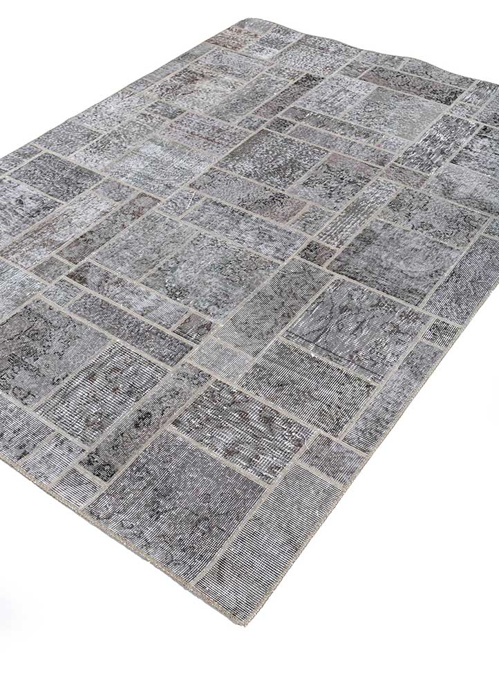 provenance grey and black wool patchwork Rug - FloorShot