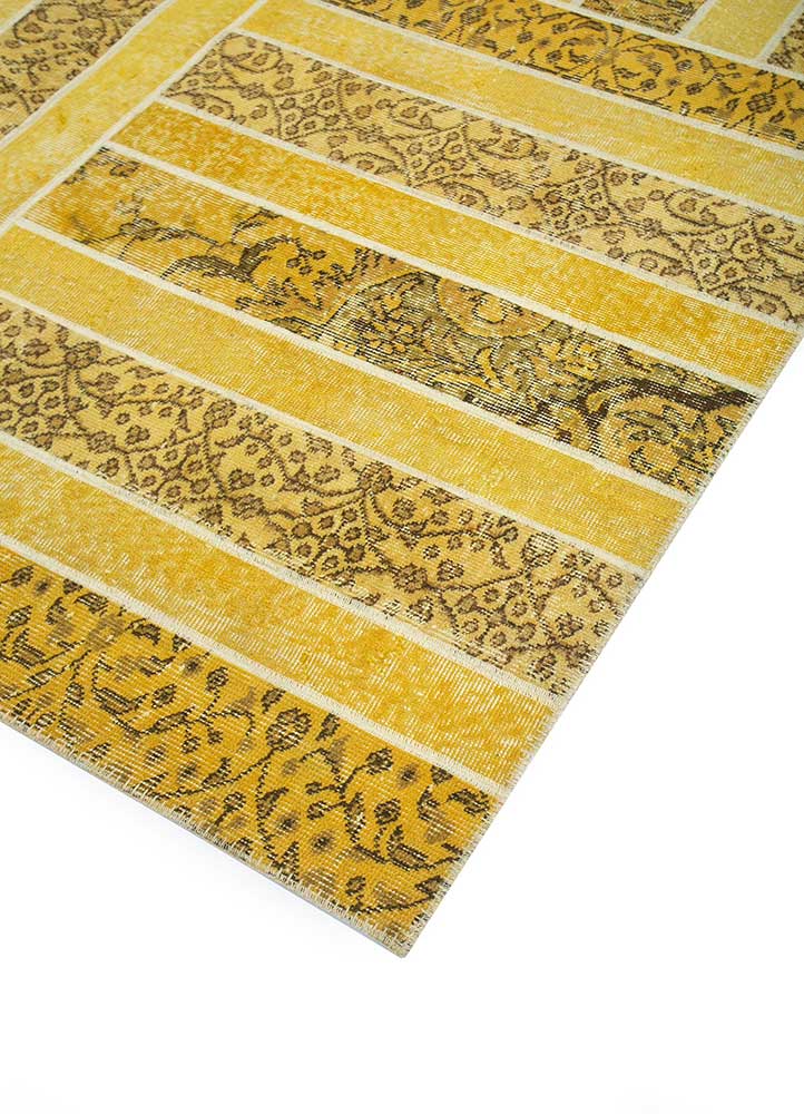vintage gold wool patchwork Rug - FloorShot