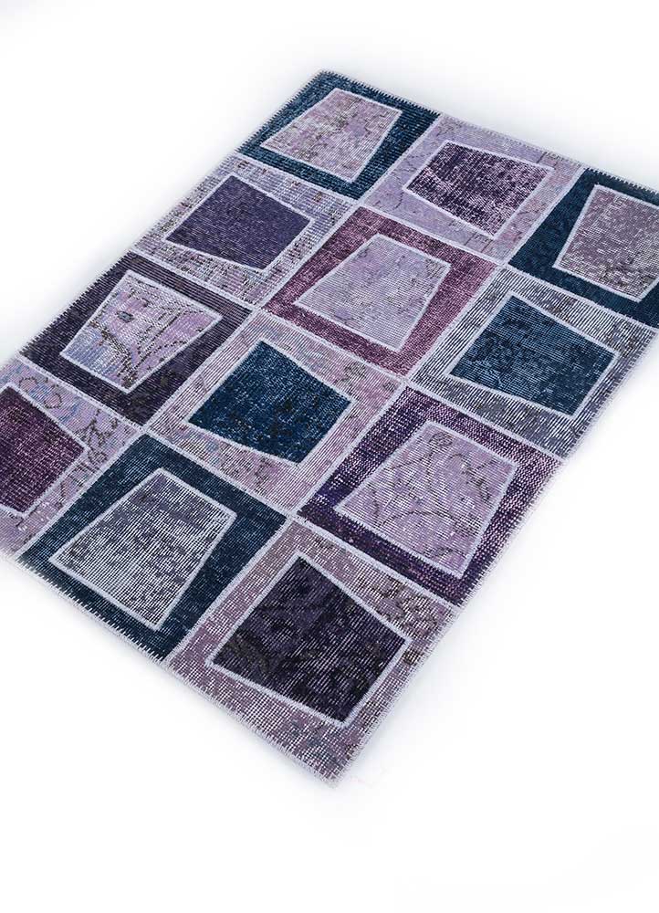 vintage pink and purple wool patchwork Rug - FloorShot