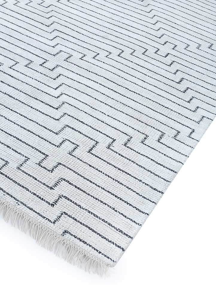 aqua grey and black bamboo silk flat weaves Rug - FloorShot