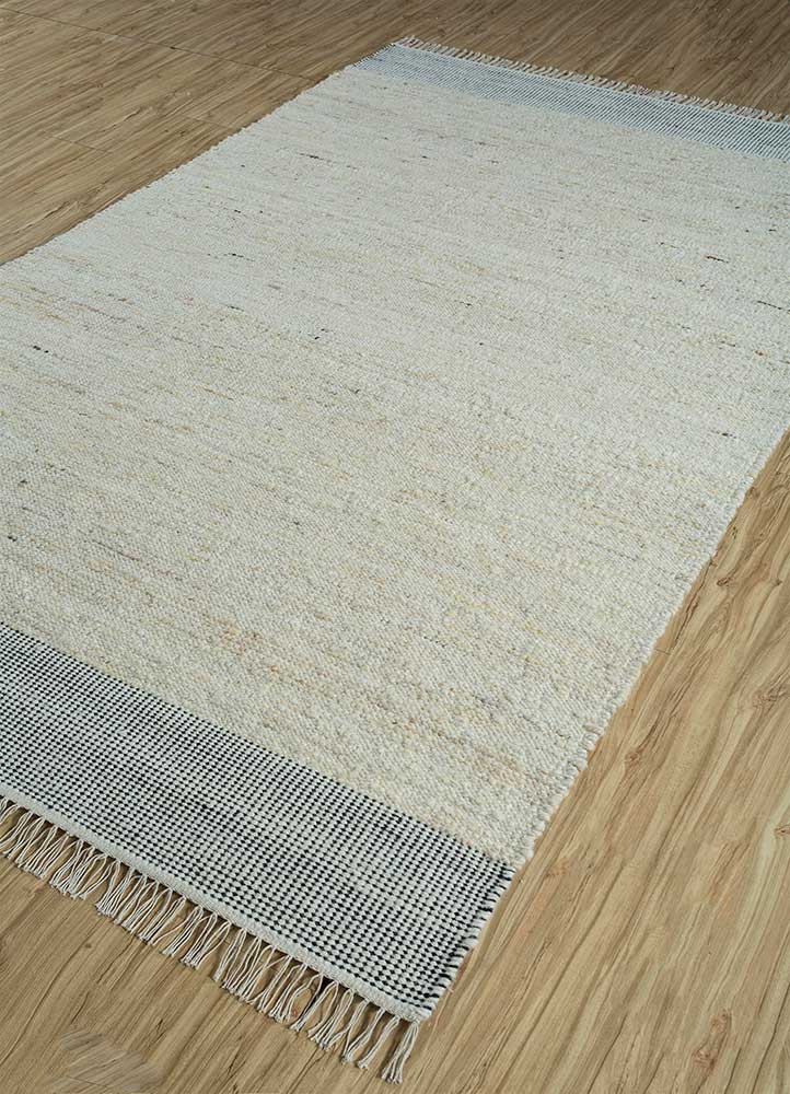 aqua ivory wool flat weaves Rug - FloorShot