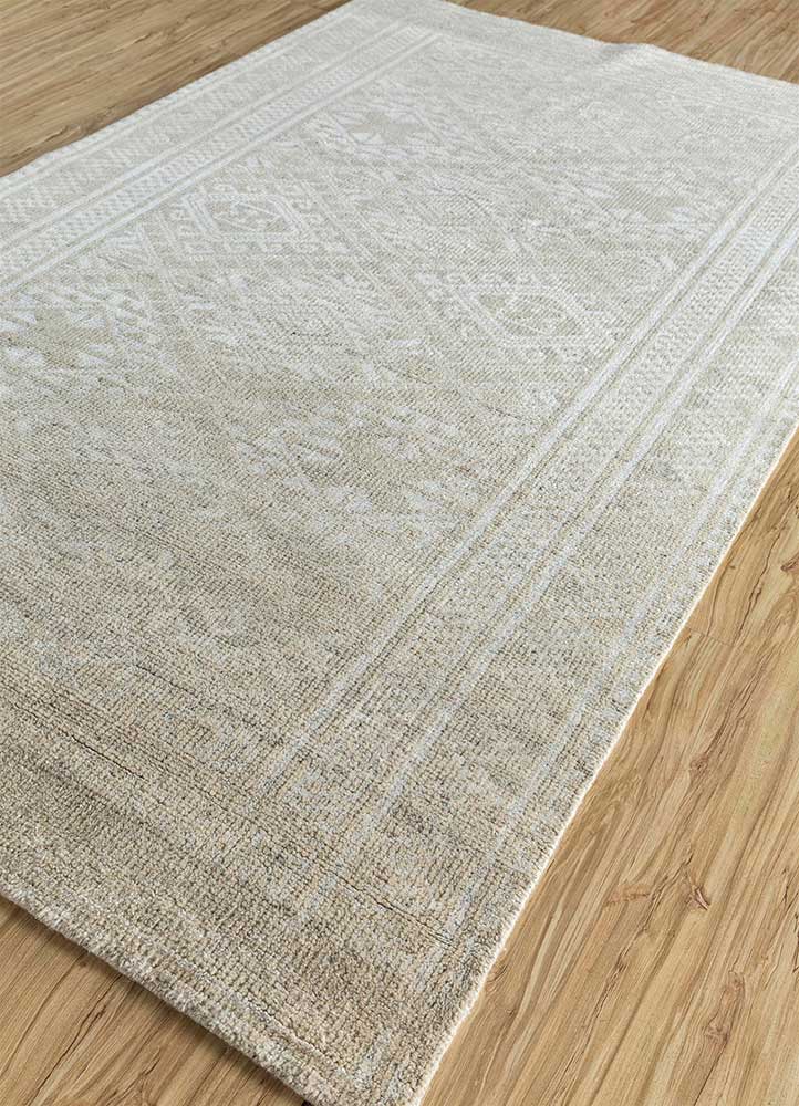 okaley gold wool and bamboo silk hand knotted Rug - FloorShot