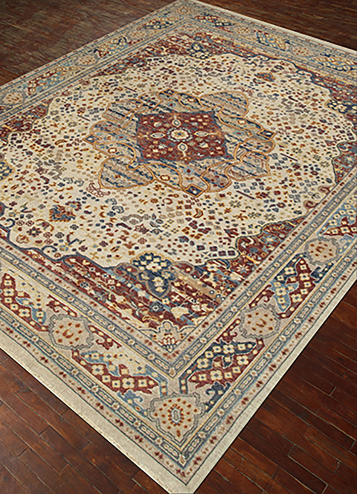 laica beige and brown wool hand knotted Rug - FloorShot