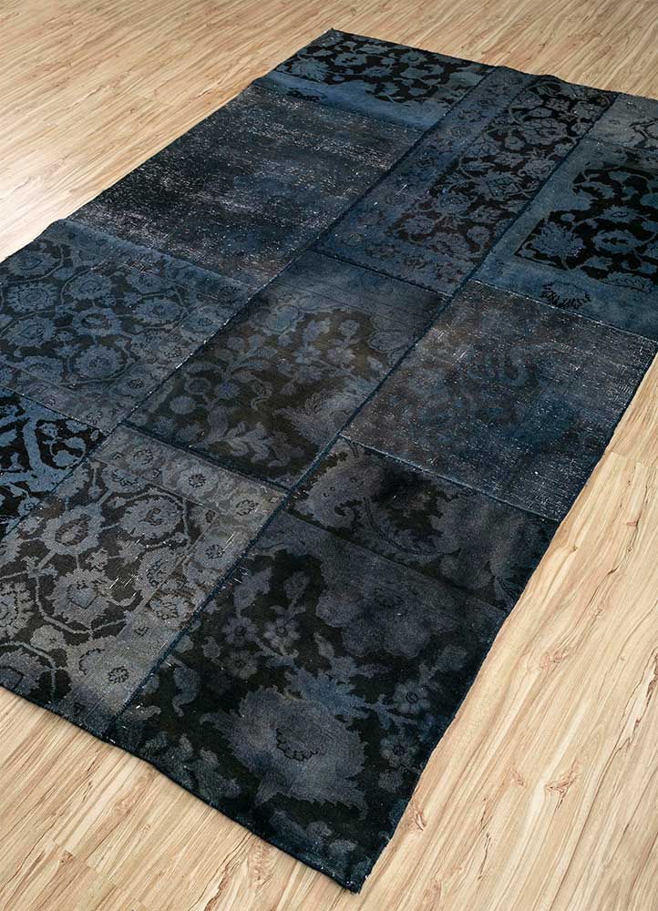 lacuna blue wool patchwork Rug - FloorShot