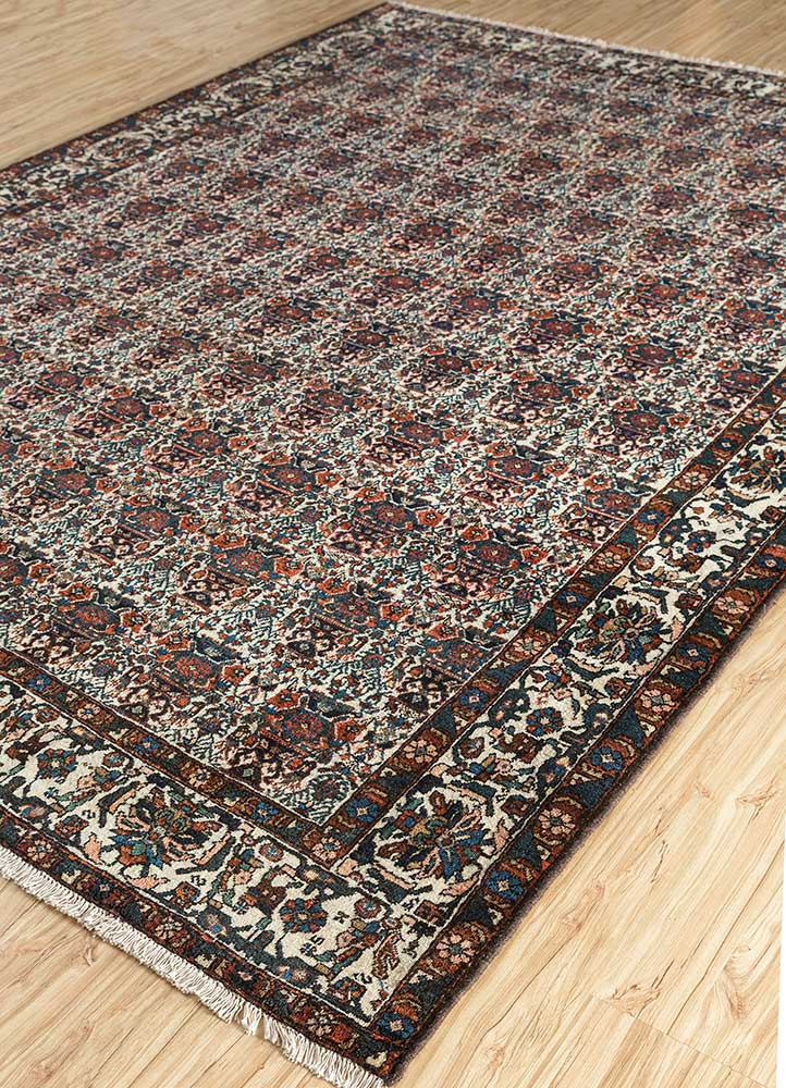 antique beige and brown wool hand knotted Rug - FloorShot