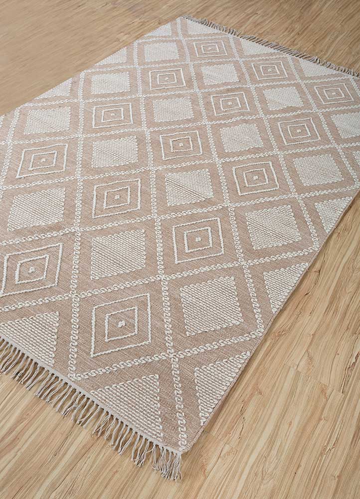 anatolia beige and brown wool flat weaves Rug - FloorShot