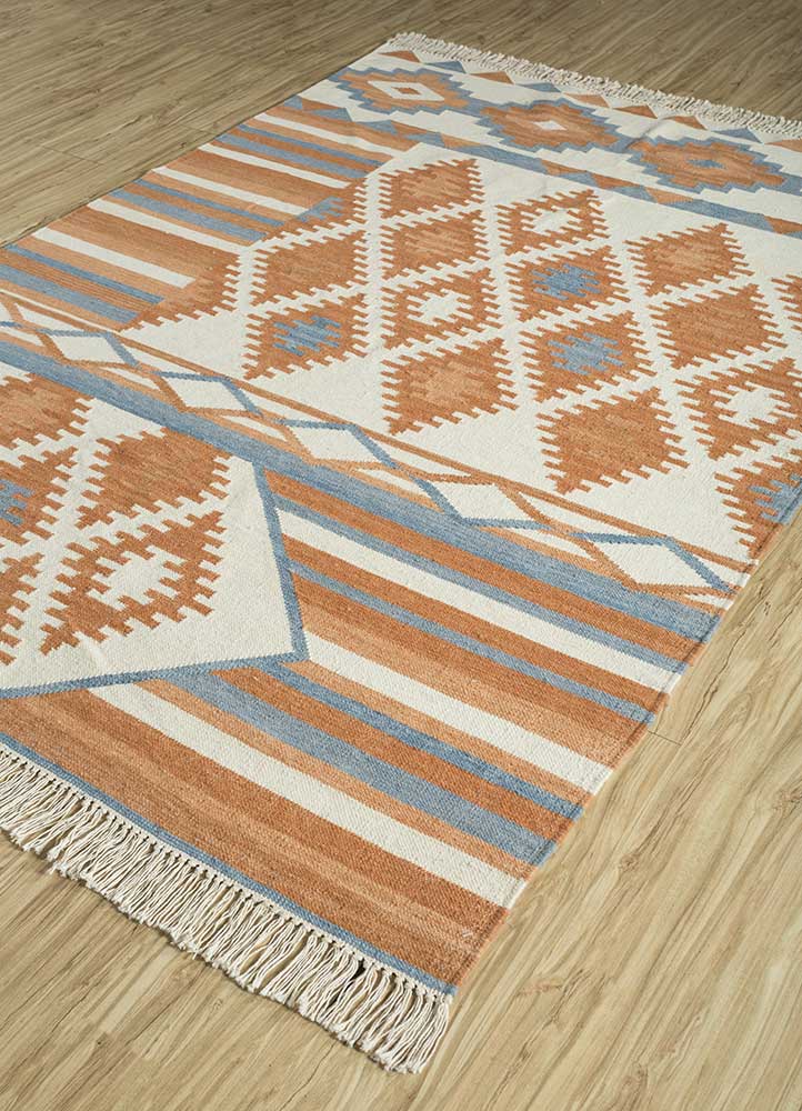 bedouin beige and brown wool flat weaves Rug - FloorShot