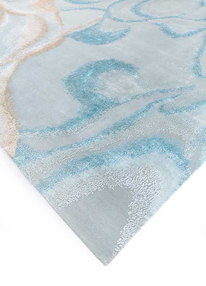 entropy blue wool and viscose hand knotted Rug - FloorShot