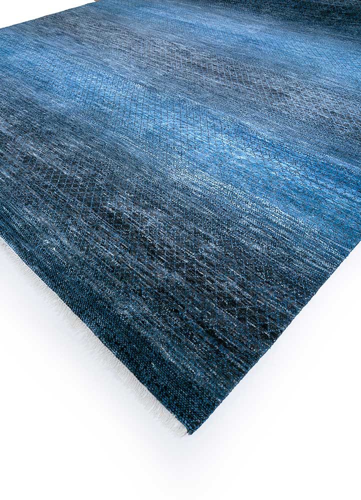 kairos blue wool hand knotted Rug - FloorShot