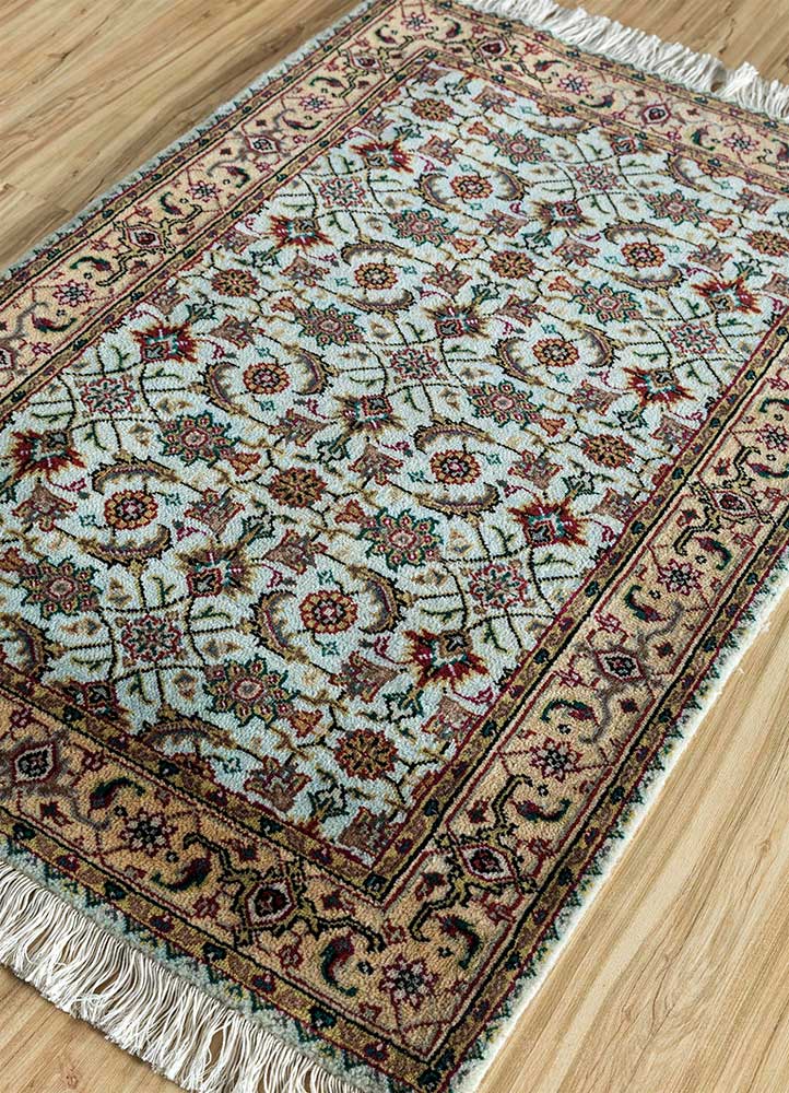 amani beige and brown wool hand knotted Rug - FloorShot