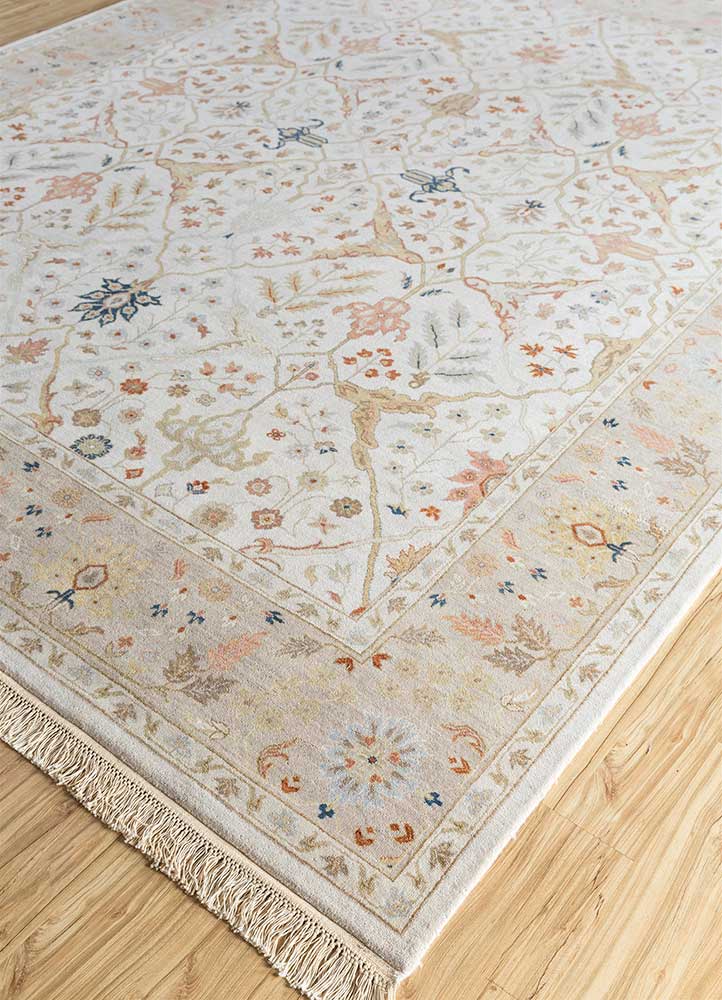 cyanna beige and brown wool hand knotted Rug - FloorShot