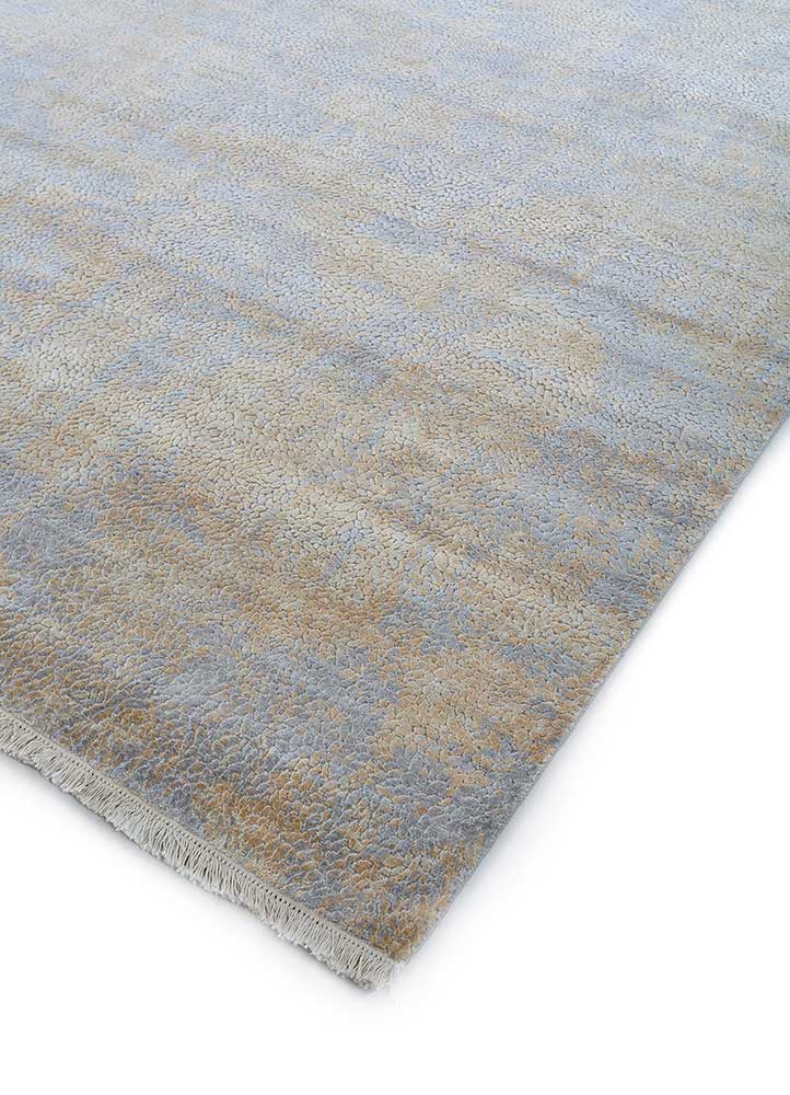 unstring by kavi gold wool and bamboo silk hand knotted Rug - FloorShot