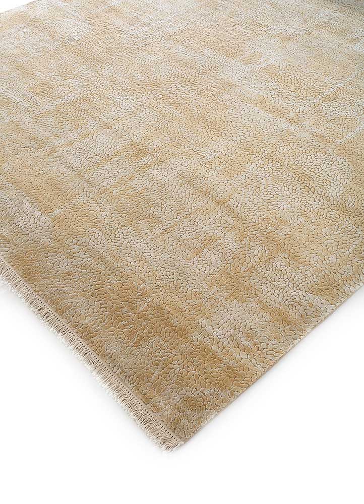 unstring by kavi beige and brown wool and bamboo silk hand knotted Rug - FloorShot