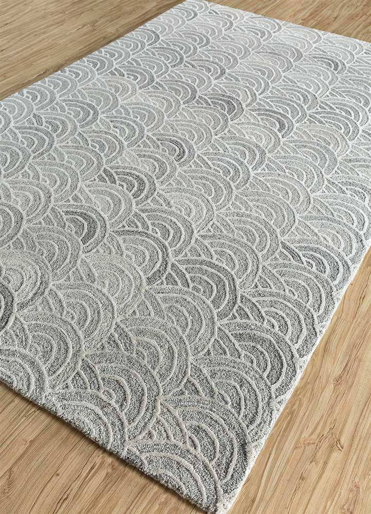 decade beige and brown wool and viscose hand tufted Rug - FloorShot