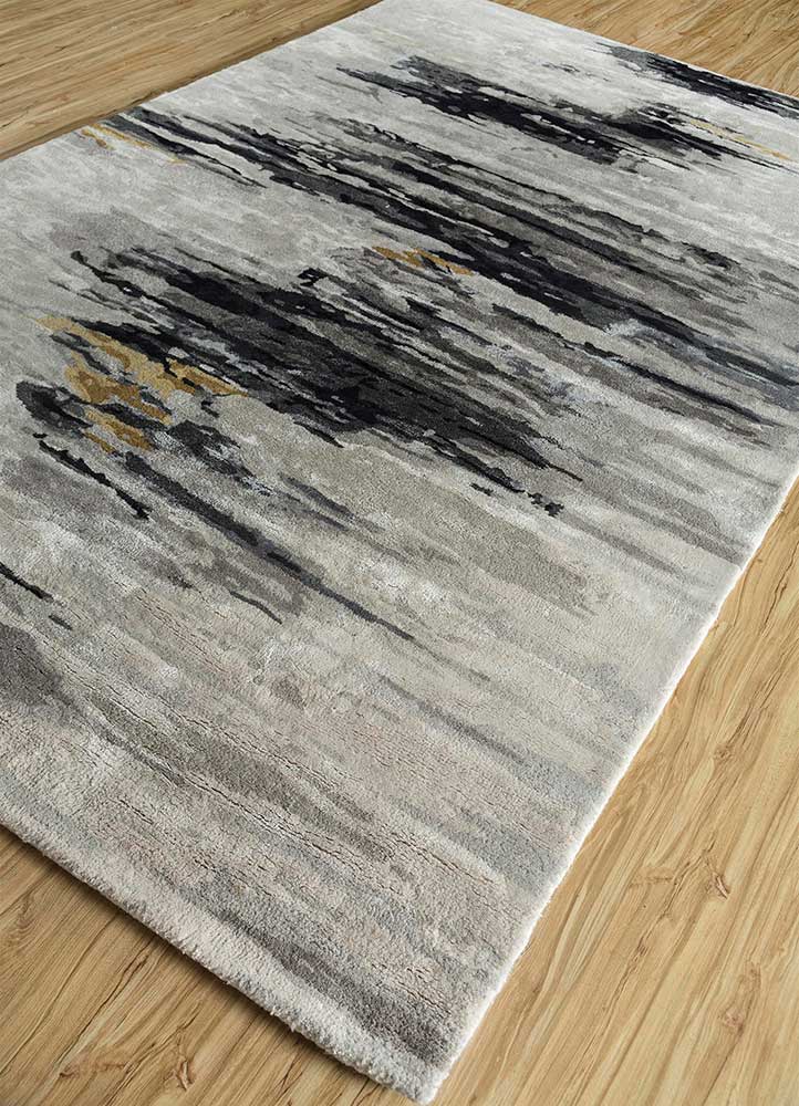 genesis grey and black wool and viscose hand tufted Rug - FloorShot