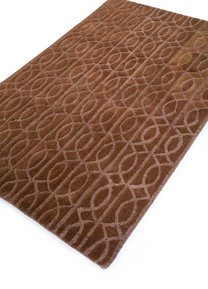 contour beige and brown wool and viscose hand tufted Rug - FloorShot