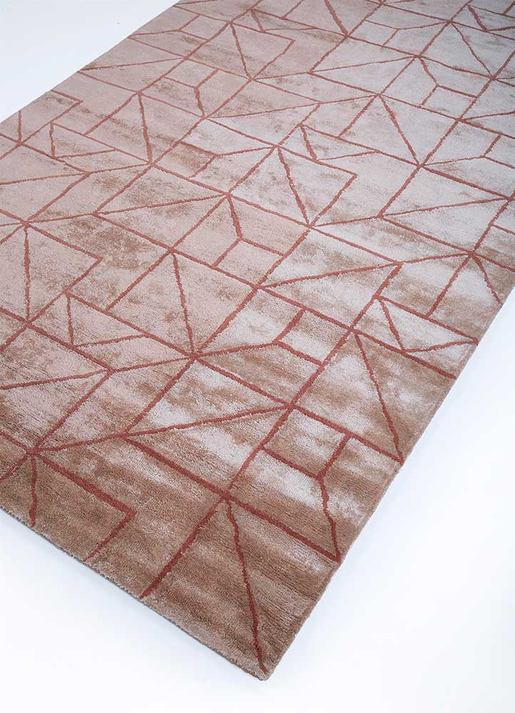 contour red and orange wool and viscose hand tufted Rug - FloorShot