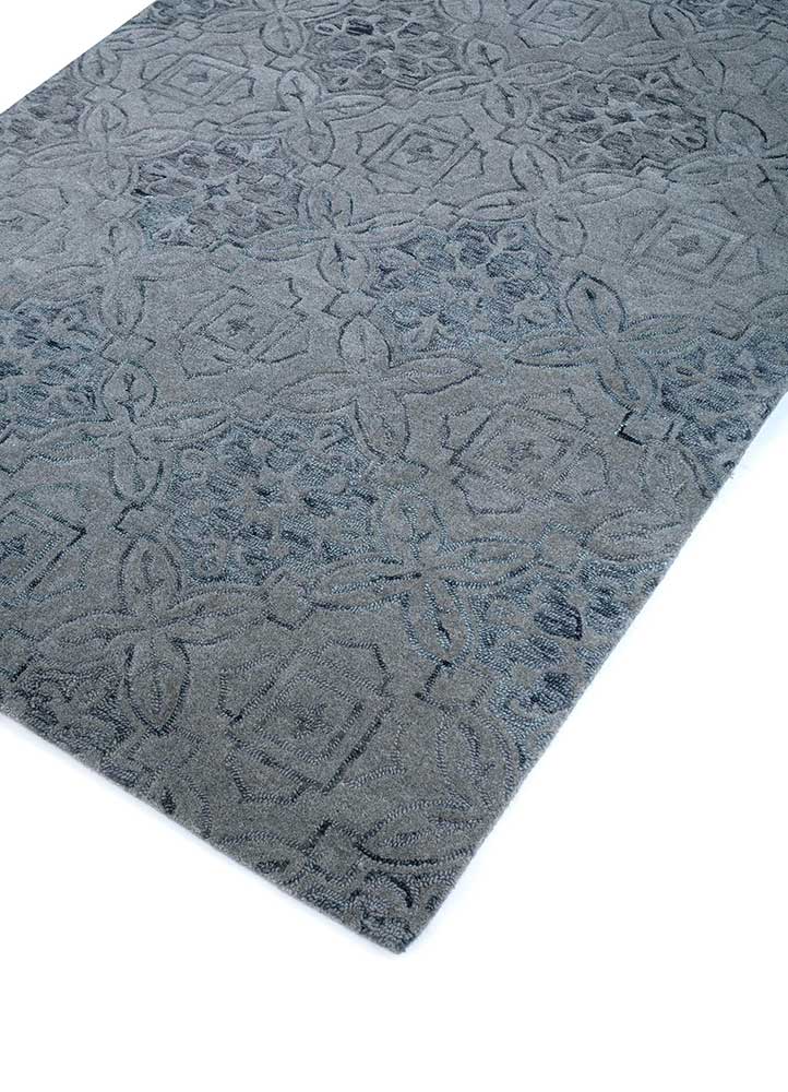 kasbah grey and black wool hand tufted Rug - FloorShot