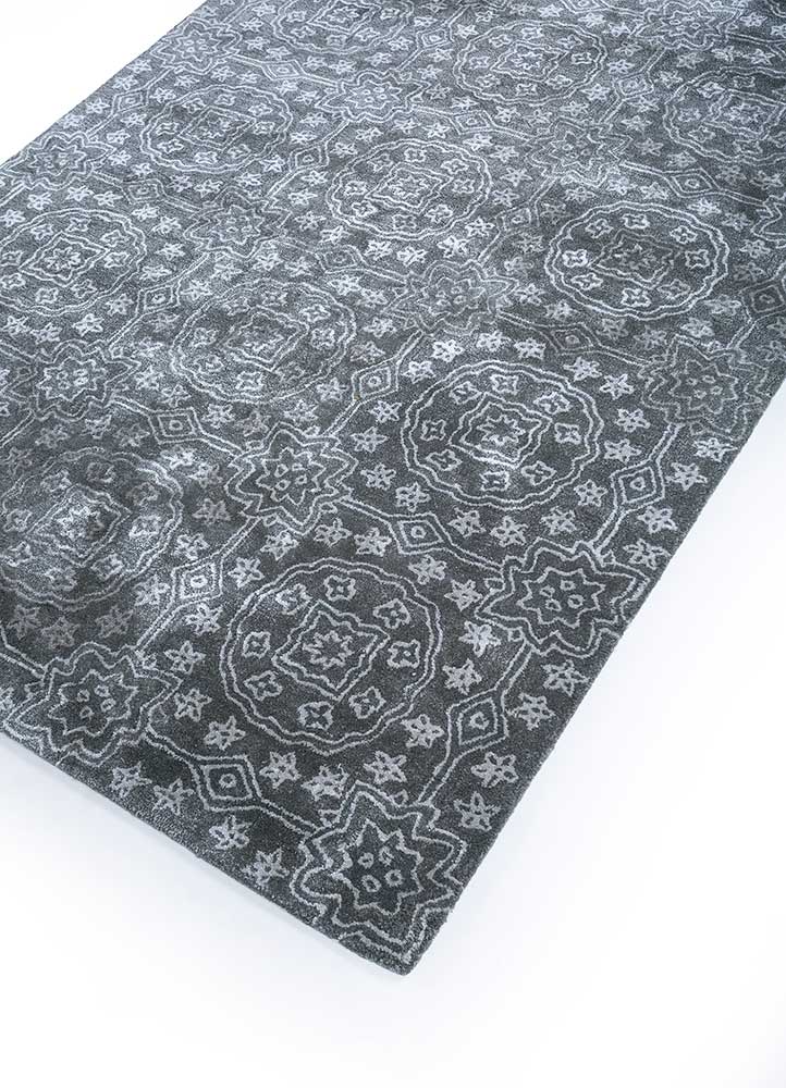 imara grey and black wool and viscose hand tufted Rug - FloorShot