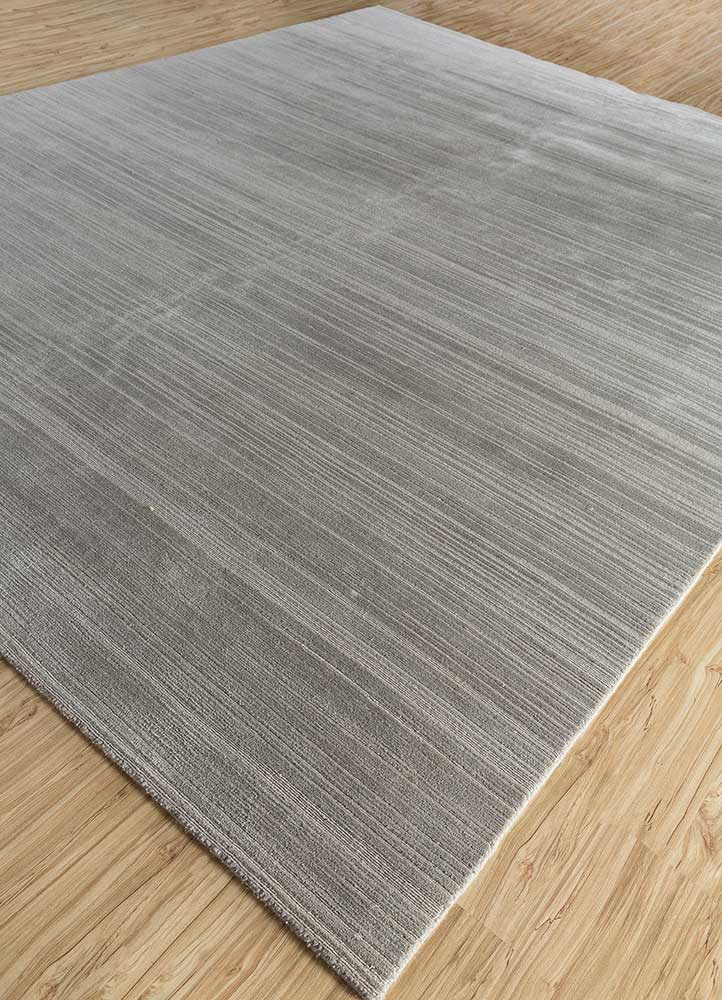 legion grey and black wool and bamboo silk hand knotted Rug - FloorShot